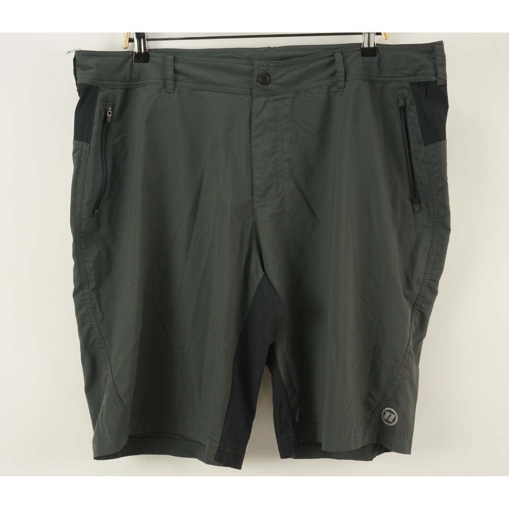 Novara Mens XL Gray Woven Nylon Ripstop Stretch Zip Pocket Biking Cycling Shorts